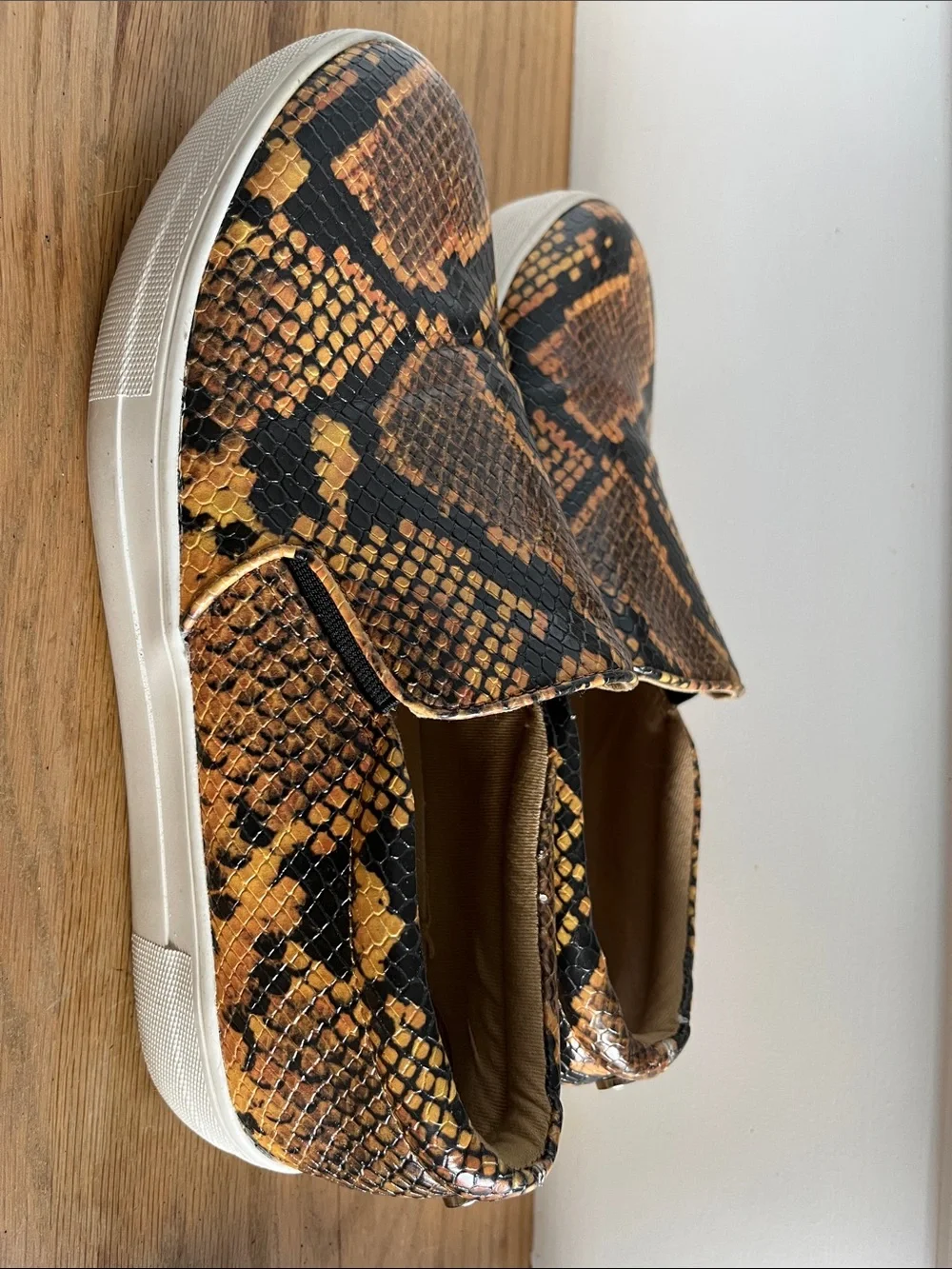 Steve Madden Yellow & Black Snakeskin Slip-On Sneakers